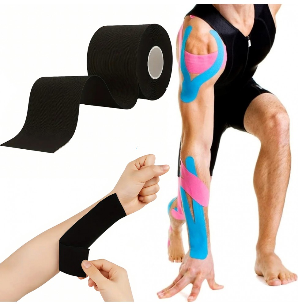 Taśma Kinezjologiczna Kinesio Tape Tejp Wodoodporna 5mx5cm Taping Sport Rehabilitacja Fitness Siłownia