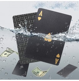 Talia Kart do Gry Pokera Czarne Zdobione Wodoodporne Świecące Złote