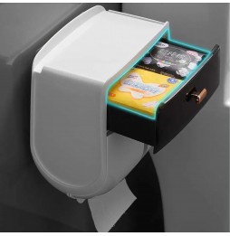 Pojemnik na Papier Toaletowy z Szufladką i Półką Uchwyt Dozownik Dyspenser ze Schowkiem