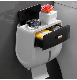 Pojemnik na Papier Toaletowy z Szufladką i Półką Uchwyt Dozownik Dyspenser ze Schowkiem