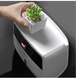 Pojemnik na Papier Toaletowy z Szufladką i Półką Uchwyt Dozownik Dyspenser ze Schowkiem