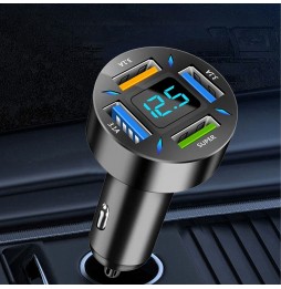 Szybka Ładowarka Samochodowa 4xUSB 66W QC 3.1A Ekran LED LCD
