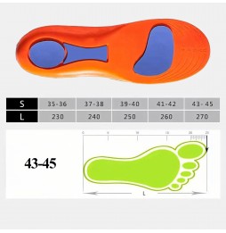 Wkładki do Butów Sportowe Ortopedyczne Amortyzujące Memory Foam 43–45