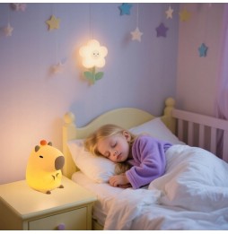 Lampka Nocna LED Kapibara Dotykowa dla Dzieci Silikonowa Miękka USB RGB