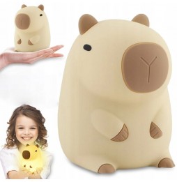 Lampka Nocna LED Kapibara Dotykowa dla Dzieci Silikonowa Miękka USB RGB