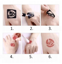 Duży Zestaw Tatuaże Brokatowe 200 Szablonów 24 Brokaty Klej Pędzelki