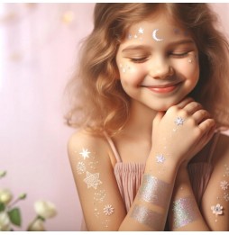 Duży Zestaw Tatuaże Brokatowe 200 Szablonów 24 Brokaty Klej Pędzelki