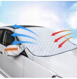 Mata Przeciwszronowa Całoroczna Pokrowiec na Szybę Samochodu Antyszronowy 235×110 cm Kieszenie na Lusterka