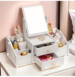 Szkatułka na Biżuterię Toaletka z Lusterkiem Organizer na Kosmetyki Szuflady