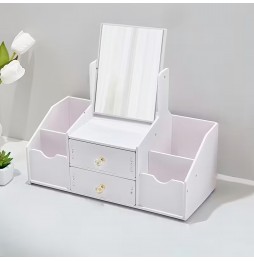 Szkatułka na Biżuterię Toaletka z Lusterkiem Organizer na Kosmetyki Szuflady