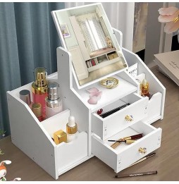 Szkatułka na Biżuterię Toaletka z Lusterkiem Organizer na Kosmetyki Szuflady