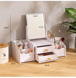 Szkatułka na Biżuterię Toaletka z Lusterkiem Organizer na Kosmetyki Szuflady