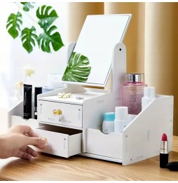 Szkatułka na Biżuterię Toaletka z Lusterkiem Organizer na Kosmetyki Szuflady
