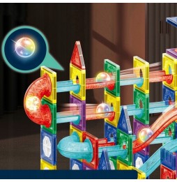 Duże Klocki Magnetyczne Tor Kulkowy 111el Świecący Kulodrom Prezent