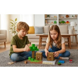 Klocki Magnetyczne Konstrukcyjne Piksele 3D Kwadratowe Budowlane Bloki 192el + 6 figurek