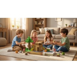 Klocki Magnetyczne Konstrukcyjne Piksele 3D Kwadratowe Budowlane Bloki 192el + 6 figurek