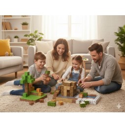 Klocki Magnetyczne Konstrukcyjne Piksele 3D Kwadratowe Budowlane Bloki 192el + 6 figurek