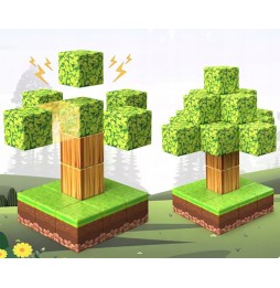 Klocki Magnetyczne Konstrukcyjne Piksele 3D Kwadratowe Budowlane Bloki 192el + 6 figurek