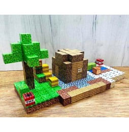 Klocki Magnetyczne Konstrukcyjne Piksele 3D Kwadratowe Budowlane Bloki 192el + 6 figurek