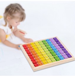 Drewniana Tabliczka Mnożenia Edukacyjna Układanka Matematyczna 100 Klocków