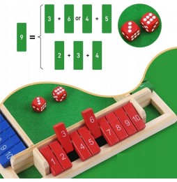 Gra Planszowa Zamknij Pudełko Shut The Box Gra w Kości Logiczna Edukacyjna