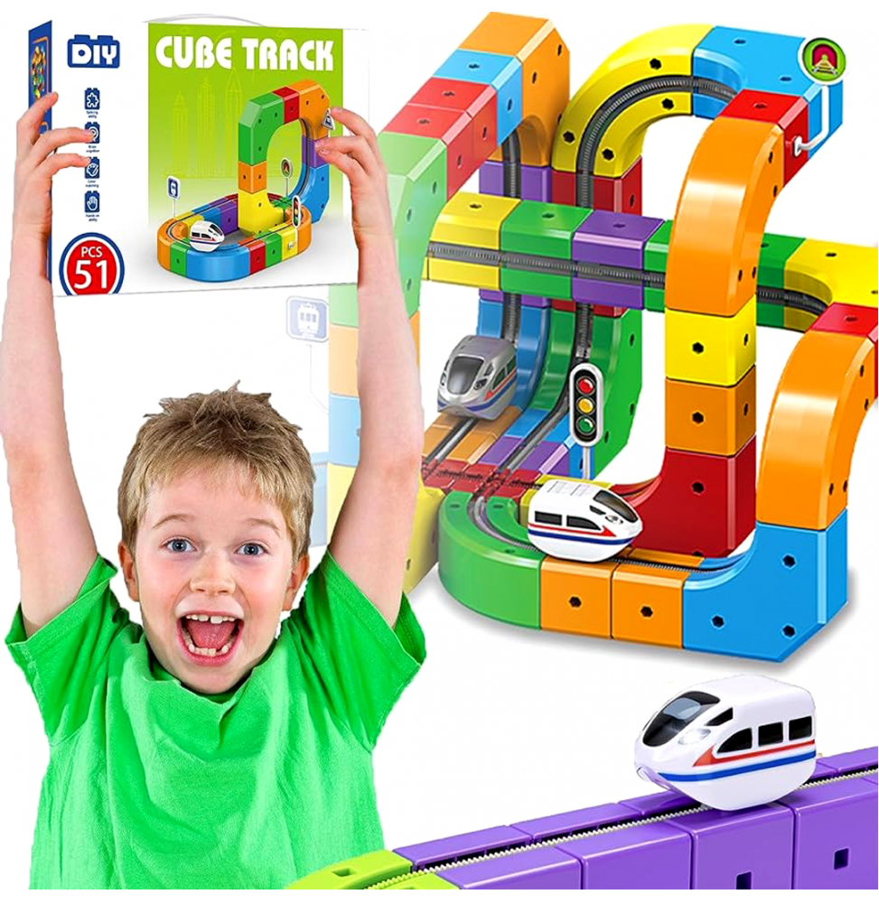 Elektryczna Kolejka Klocki Magnetyczne Tor Pociąg Antygrawitacyjny