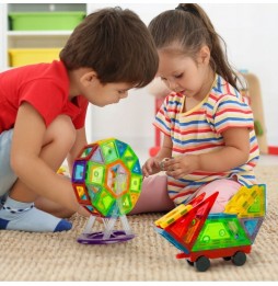 Klocki Magnetyczne 130el Konstrukcyjne Edukacyjne Zestaw 3D