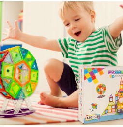 Klocki Magnetyczne 130el Konstrukcyjne Edukacyjne Zestaw 3D