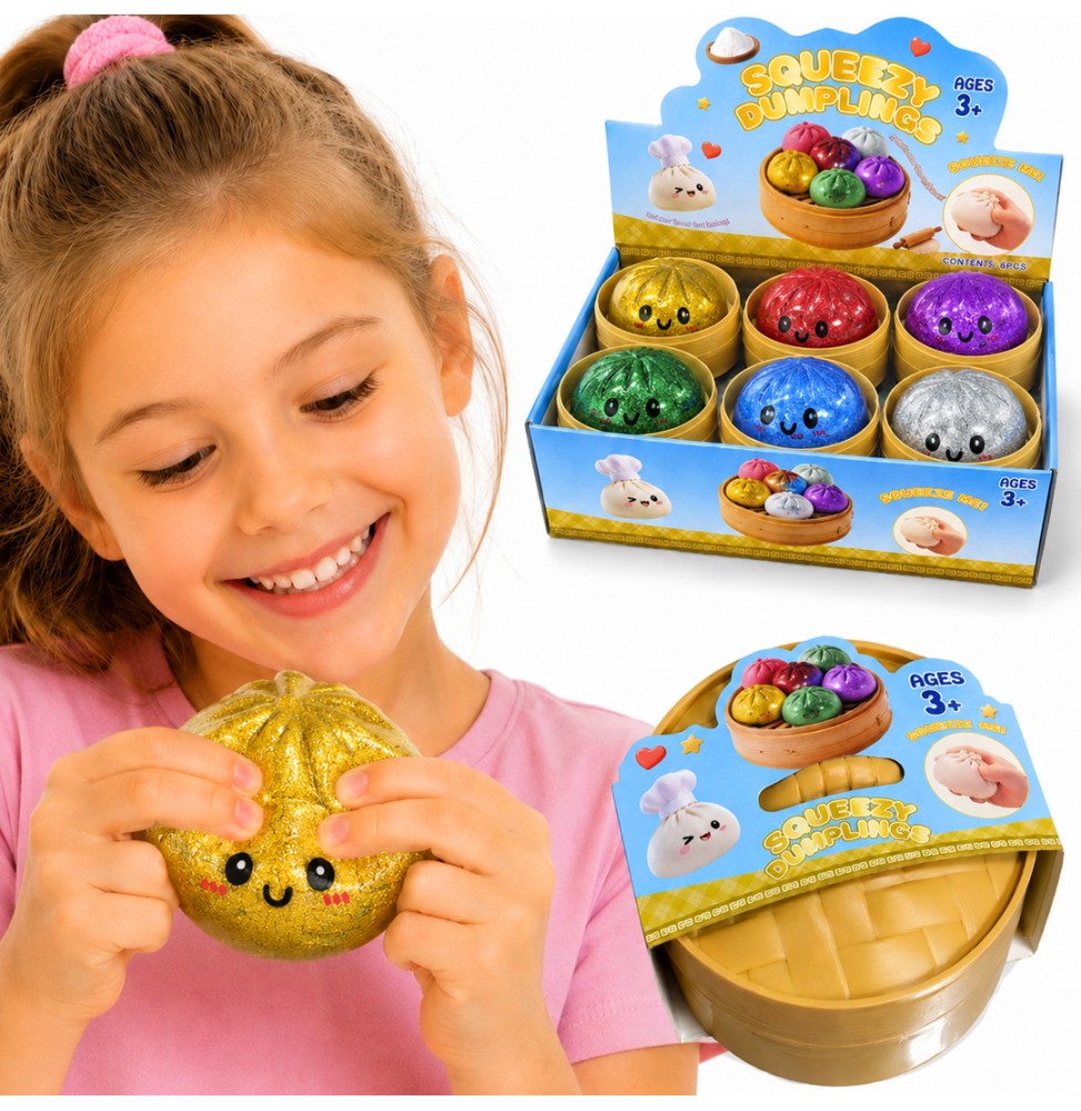 Gniotek Antystresowy Pieróg Squishy Dumpling Zabawka Sensoryczna Brokatowa