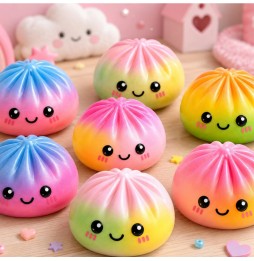 Duży Pieróg Gniotek Antystresowy Squishy Dumpling XXL Tęczowy Sensoryczny