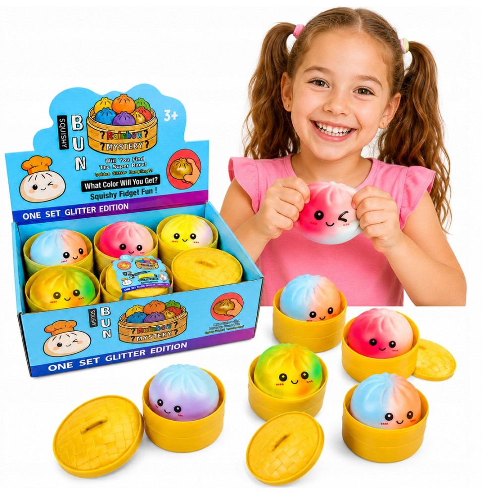 Duży Pieróg Gniotek Antystresowy Squishy Dumpling XXL Tęczowy Sensoryczny