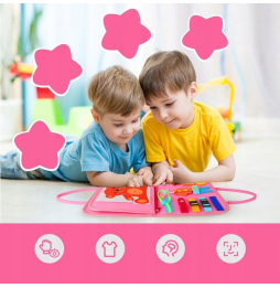Tablica Manipulacyjna Montessori Sensoryczna Interaktywna Różowa Książeczka