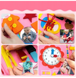 Tablica Manipulacyjna Montessori Sensoryczna Interaktywna Różowa Książeczka