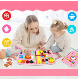 Tablica Manipulacyjna Montessori Sensoryczna Interaktywna Różowa Książeczka