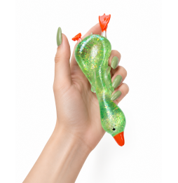 Gniotek Kaczka Brokatowa 17 cm Antystresowa Sensoryczna Gumowa do Ściskania