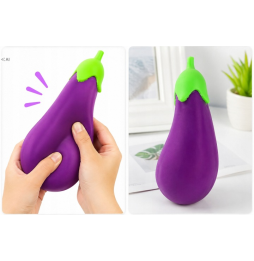 Gniotek Bakłażan Fioletowy Squishy Antystresowy Sensoryczny Miękki 14 cm