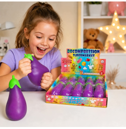 Gniotek Bakłażan Fioletowy Squishy Antystresowy Sensoryczny Miękki 14 cm