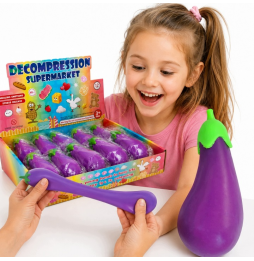 Gniotek Bakłażan Fioletowy Squishy Antystresowy Sensoryczny Miękki 14 cm