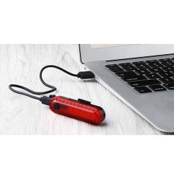 Lampka Rowerowa Tylna LED USB Wodoodporna IPX4 100m 3 Tryby Świecenia + Uchwyt