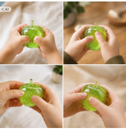 Gniotek Żelowy Jabłko Slow Rising Squishy Antystresowy Sensoryczny Brokatowy