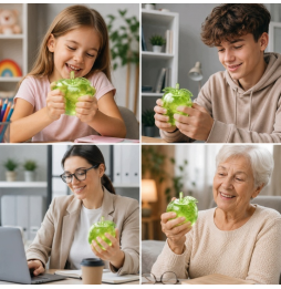 Gniotek Żelowy Jabłko Slow Rising Squishy Antystresowy Sensoryczny Brokatowy