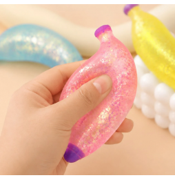 Gniotek BANAN Żelowy Brokatowy 13 cm Sensoryczny Antystresowy Squishy