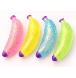 Gniotek BANAN Żelowy Brokatowy 13 cm Sensoryczny Antystresowy Squishy