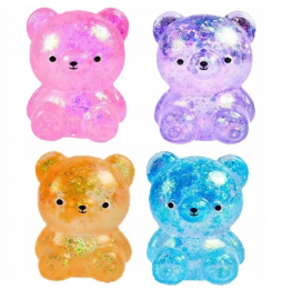 Gniotek Misiu Antystresowy Brokatowy Misiek Żelowy Sensoryczny Mini Miś 5cm