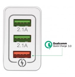 ŁADOWARKA SIECIOWA Z 3 PORTAMI USB | QUICK CHARGE 3.0