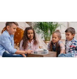 Domino Drewniane Układanka Gra Logiczna Edukacyjna dla Rodziny w Pudełku