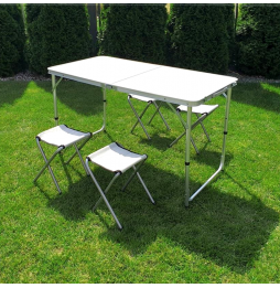 ZESTAW STÓŁ TURYSTYCZNY ROZKŁADANY OGRODOWY 4 KRZESŁA