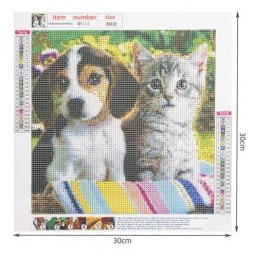 Haft Diamentowy Mozaika 5D Diamond Painting Diy - Kot i Pies