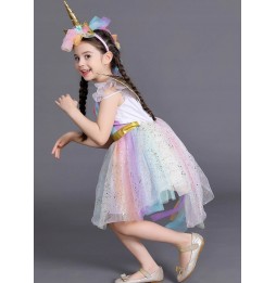 Strój Kostium UNICORN Przebranie Sukienka Skrzydła JEDNOROŻEC