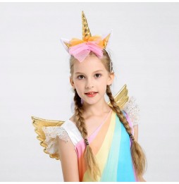 Strój Kostium UNICORN Przebranie Sukienka Skrzydła JEDNOROŻEC